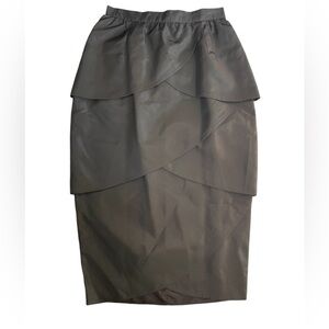 Vintage Calèche Scalloped Tiered Skirt Black Whimsigoth Cocktail Skirt Layered S